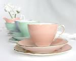 pastel tea cups and saucers